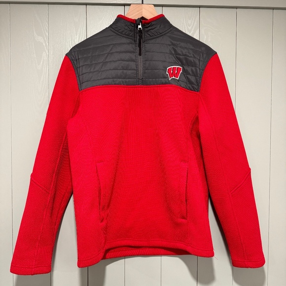 Wisconsin Badgers Colosseum Men's 1/4 Zip Knit/Fleece Sweater/Pullover/Jacket-S - Picture 1 of 6